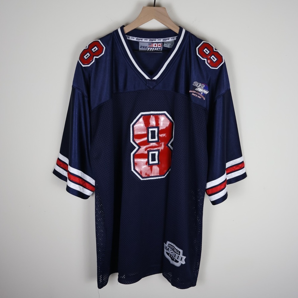 Vintage Y2K NYC 212 Football Jersey Navy 2XL 27x33.5